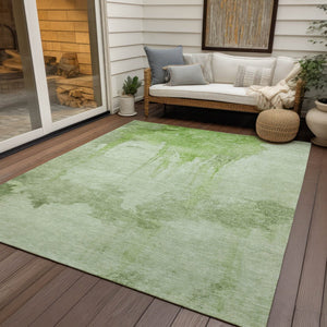 HomeRoots 5' X 8' Artichoke Green Abstract Area Rug - Stylish, Durable & Washable for Indoor/Outdoor Spaces! 621105