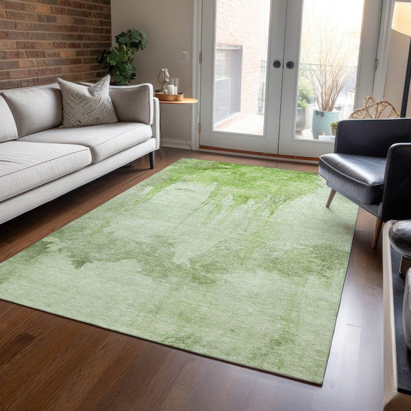 HomeRoots 5' X 8' Artichoke Green Abstract Area Rug - Stylish, Durable & Washable for Indoor/Outdoor Spaces! 621105