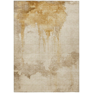 HomeRoots 5' X 8' Gold and Beige Abstract Area Rug – Stylish, Washable, Durable for Indoor/Outdoor Spaces! 621111