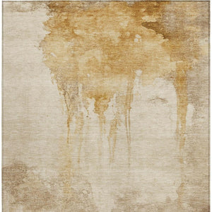HomeRoots 5' X 8' Gold and Beige Abstract Area Rug – Stylish, Washable, Durable for Indoor/Outdoor Spaces! 621111
