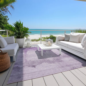 HomeRoots 5' X 8' Lavender & Lilac Abstract Area Rug - Stylish, Washable, Indoor/Outdoor, Durable Design for Any Space 621117