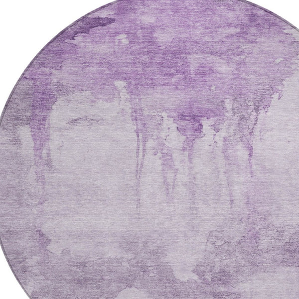 HomeRoots 8' Round Abstract Area Rug in Lavender and Lilac – Stylish, Washable, Indoor/Outdoor, Stain-Resistant! 621118