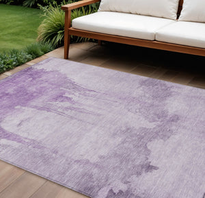 HomeRoots 9' X 12' Contemporary Lavender Lilac Abstract Area Rug - Durable, Washable, Indoor/Outdoor Design 621120