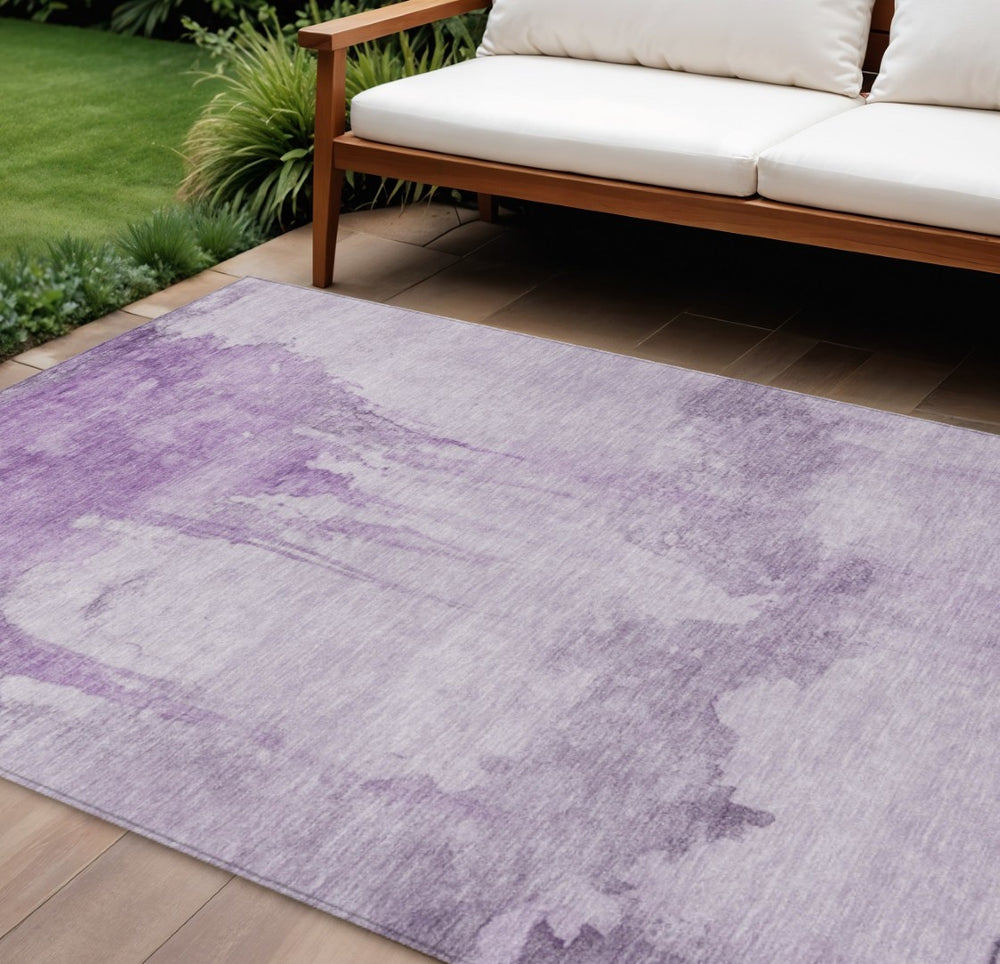 HomeRoots 10' X 14' Contemporary Lavender & Lilac Abstract Area Rug – Washable, Versatile for Indoor & Outdoor Use 621121