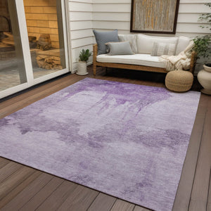 HomeRoots 10' X 14' Contemporary Lavender & Lilac Abstract Area Rug – Washable, Versatile for Indoor & Outdoor Use 621121