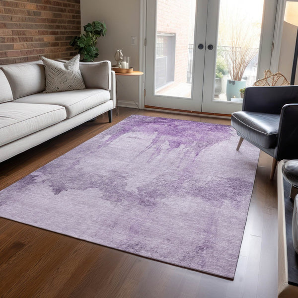 HomeRoots 10' X 14' Contemporary Lavender & Lilac Abstract Area Rug – Washable, Versatile for Indoor & Outdoor Use 621121