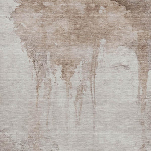 HomeRoots 5' Taupe and Ivory Abstract Area Rug - Washable, Durable Design for Indoor and Outdoor Spaces 621129