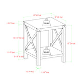 English Elm Walker Edison - Rustic Industrial Metal-X 2-Tier Side Table - Dark Walnut