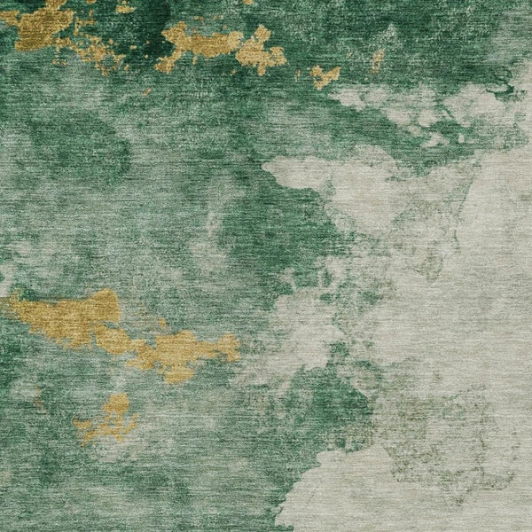 HomeRoots 5' Emerald Sage and Ivory Abstract Indoor Outdoor Rug – Durable, Washable & Stylish for Any Space 621135