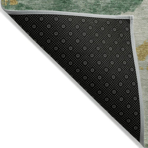 HomeRoots 8' Contemporary Emerald Sage Round Washable Area Rug - Stylish Indoor/Outdoor Abstract Design 621136