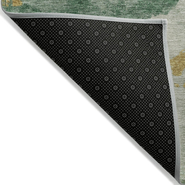 HomeRoots 8' Contemporary Emerald Sage Round Washable Area Rug - Stylish Indoor/Outdoor Abstract Design 621136