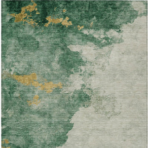 HomeRoots 9' X 12' Emerald Sage Abstract Washable Rug - Stylish, Durable, Indoor/Outdoor Comfort for All Spaces 621138