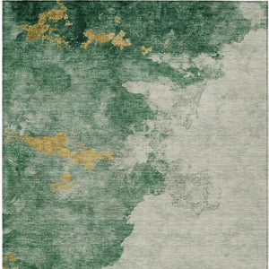 HomeRoots 10' Contemporary Emerald Sage & Ivory Abstract Washable Area Rug for Indoor/Outdoor Spaces 621139