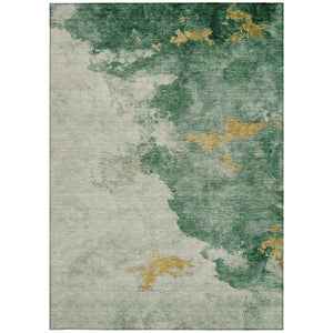 HomeRoots 10' Contemporary Emerald Sage & Ivory Abstract Washable Area Rug for Indoor/Outdoor Spaces 621139
