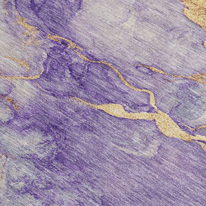 HomeRoots 5' Stylish Purple and Gold Abstract Washable Area Rug for Indoor/Outdoor Use - Durable and Chic! 621147