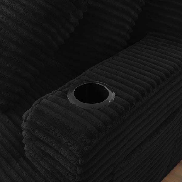 English Elm Compressible Corduroy Sleeper Loveseat with Cupholders Ready in 72 Hours No Assembly Black W2339P411858