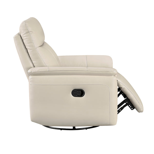 English Elm Luxury Premium Leather Recliner with 360° Swivel, Gentle Glide, High-Density Foam & Pocket Coils taupe 36 L x 30.5 W x 26 H B011P395827