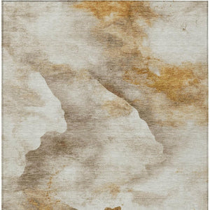 HomeRoots 5' X 8' Beige and Gold Abstract Washable Area Rug - Durable, Modern Design for Indoor & Outdoor Use 621159