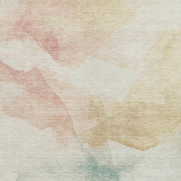 HomeRoots 10' Abstract Washable Indoor/Outdoor Area Rug in Pearl Ivory, Beige & Teal – Stylish & Durable! 621171