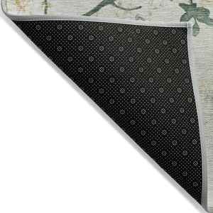 HomeRoots 9' X 12' Elegant Floral Indoor Outdoor Area Rug in Emerald, Ivory & Gold – Washable & Durable! 621176