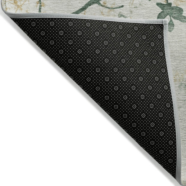 HomeRoots 10' X 14' Emerald Ivory Gold Floral Area Rug - Washable, Durable, Stylish for Indoor & Outdoor Use 621177