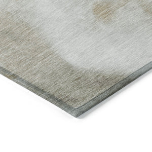 HomeRoots 8' Round Abstract Area Rug in Beige, Copper & Gray - Washable, Stain-Resistant for Indoor/Outdoor Use 621186