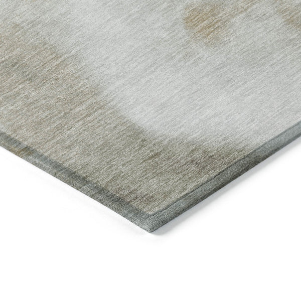 HomeRoots 8' Round Abstract Area Rug in Beige, Copper & Gray - Washable, Stain-Resistant for Indoor/Outdoor Use 621186