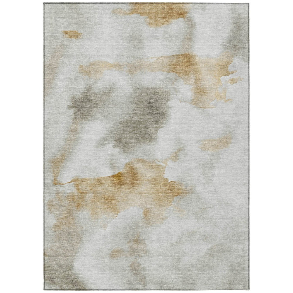 HomeRoots 9' X 12' Washable Beige, Copper & Gray Abstract Area Rug - Stylish, Durable for Indoor & Outdoor Use! 621188