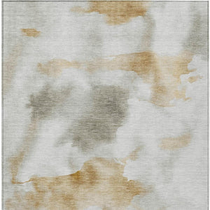 HomeRoots 10' X 14' Beige Copper Gray Abstract Washable Area Rug - Durable, Stylish for Indoor & Outdoor Use 621189