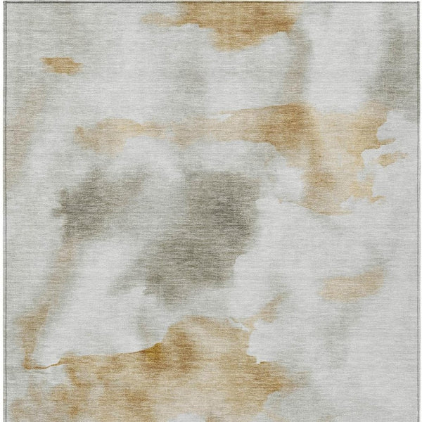 HomeRoots 10' X 14' Beige Copper Gray Abstract Washable Area Rug - Durable, Stylish for Indoor & Outdoor Use 621189