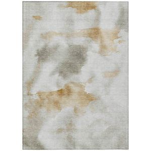 HomeRoots 10' X 14' Beige Copper Gray Abstract Washable Area Rug - Durable, Stylish for Indoor & Outdoor Use 621189