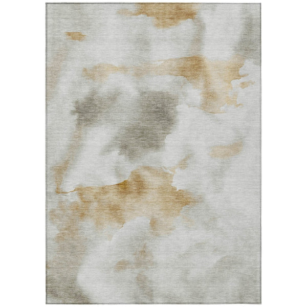 HomeRoots 10' X 14' Beige Copper Gray Abstract Washable Area Rug - Durable, Stylish for Indoor & Outdoor Use 621189