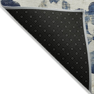 HomeRoots 8' Navy Blue Floral Washable Area Rug – Durable, Stylish Indoor/Outdoor Decor for High-Traffic Spaces 621198