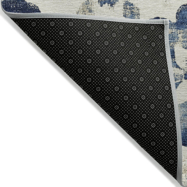 HomeRoots 8' Navy Blue Floral Washable Area Rug – Durable, Stylish Indoor/Outdoor Decor for High-Traffic Spaces 621198