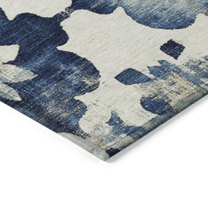 HomeRoots 8' Navy Blue Floral Washable Area Rug – Durable, Stylish Indoor/Outdoor Decor for High-Traffic Spaces 621198