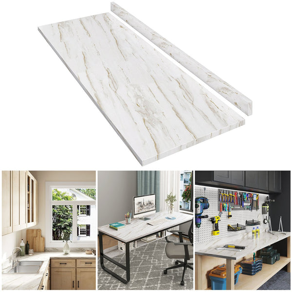 English Elm Laminate Countertop, Elegant Drama Marble Finish For Multi-Use Diy Projects, 72" L X 25.56" W T3210P281253