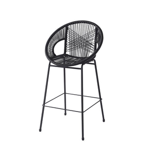 English Elm Christopher Knight Home® - Ferrara Outdoor Faux Wicker Barstool Set of 2 — Ergonomic PE Rattan Seating with Iron Frame, Durable Black N775P266222B