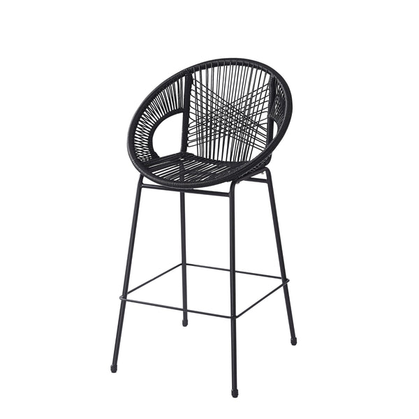 English Elm Christopher Knight Home® - Ferrara Outdoor Faux Wicker Barstool Set of 2 — Ergonomic PE Rattan Seating with Iron Frame, Durable Black N775P266222B