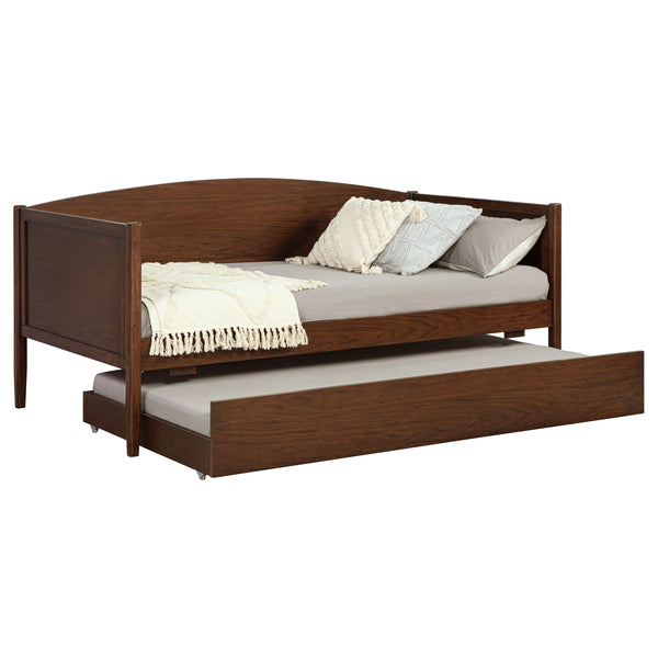 English Elm Fallbrook Twin Daybed with Trundle in Medium Walnut — Elegant, Durable Rubberwood Frame for Cozy Spaces B062S01295