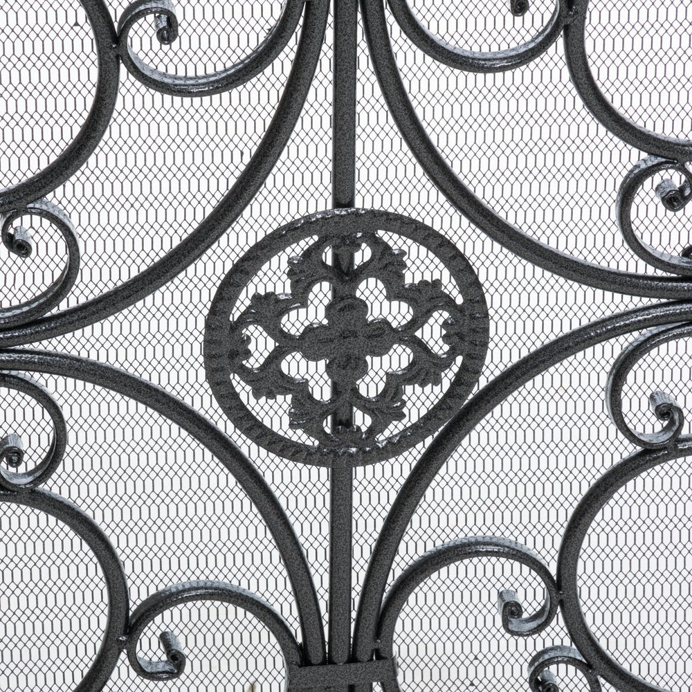 English Elm Christopher Knight Home® - WILMINGTON Darcie Wrought Iron Fireplace Screen with Ornate Victorian Detailing, Copper Brown Finish Black+Silver 55342.00