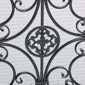 English Elm Christopher Knight Home® - WILMINGTON Darcie Wrought Iron Fireplace Screen with Ornate Victorian Detailing, Copper Brown Finish Black+Silver 55342.00