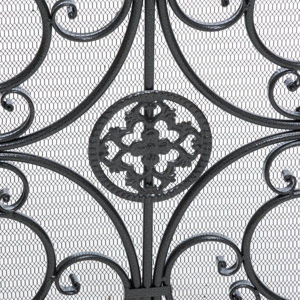 English Elm Christopher Knight Home® - WILMINGTON Darcie Wrought Iron Fireplace Screen with Ornate Victorian Detailing, Copper Brown Finish Black+Silver 55342.00