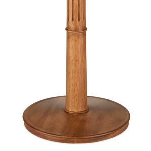 Mitford Classic Floor Lamp - Elegant Tan Wood Design with Knife-Pleated Bone Linen Shade, 66" Height