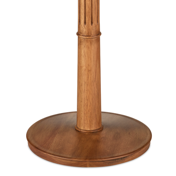 Mitford Classic Floor Lamp - Elegant Tan Wood Design with Knife-Pleated Bone Linen Shade, 66" Height