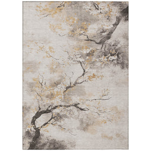 HomeRoots 8' X 10' Floral Indoor Outdoor Area Rug in Beige, Charcoal & Gold - Washable, Durable, Stylish Decor 621211