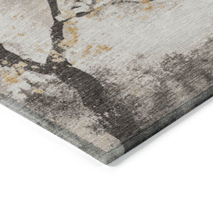 HomeRoots 8' X 10' Floral Indoor Outdoor Area Rug in Beige, Charcoal & Gold - Washable, Durable, Stylish Decor 621211
