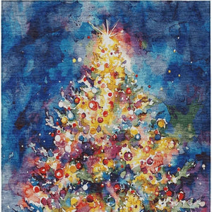 HomeRoots 8' X 10' Washable Abstract Area Rug in Navy, Gold, Red & Purple - Durable, Stylish for Indoor/Outdoor Use 621223