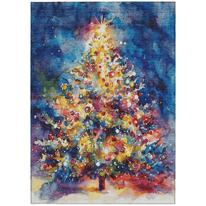 HomeRoots 9' X 12' Abstract Indoor Outdoor Area Rug in Navy Blue with Gold, Red, & Purple - Washable & Durable 621224