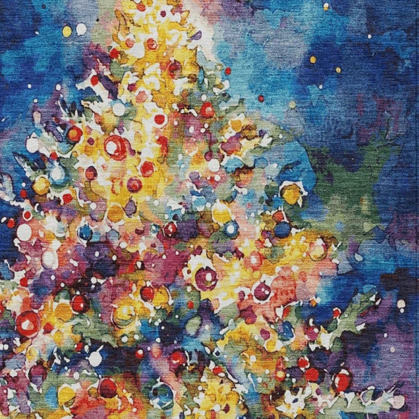 HomeRoots 10' Abstract Washable Area Rug in Navy, Gold, Red & Purple - Durable, Stylish Indoor/Outdoor Decor 621225
