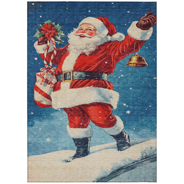 HomeRoots 5' Santa Claus Area Rug - Vibrant, Washable Indoor/Outdoor Design for High-Traffic Spaces & Fun Decor 621227
